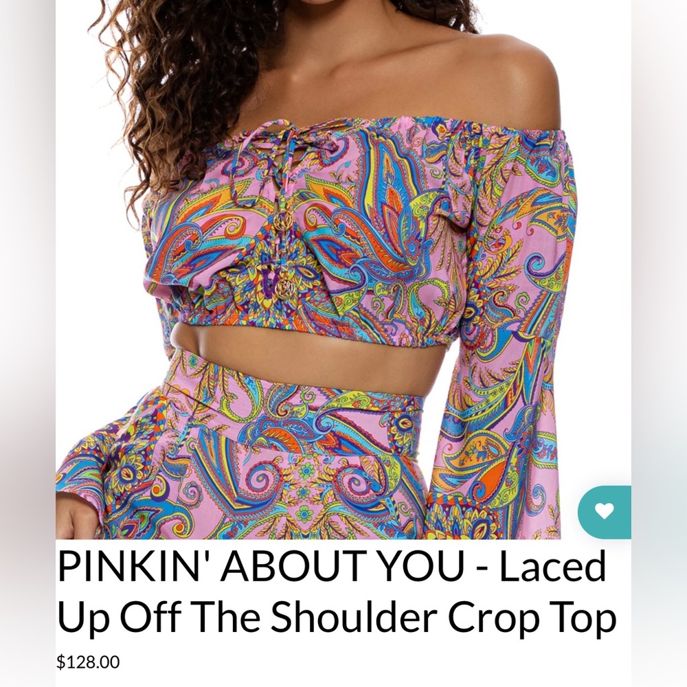 PINKIN' ABOUT YOU - Laced Up Off The Shoulder Crop Top